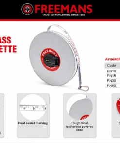 Best FREEMANS Leatherette Fibreglass Measuring Tape FN10, FN15, FN30 & FN50 | Electromech Tools FREEMANS Leatherette Fibreglass Measuring Tape