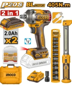 INGCO 20V Brushless Cordless Impact Wrench 405Nm